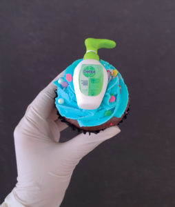 Hand sanitiser cupcake