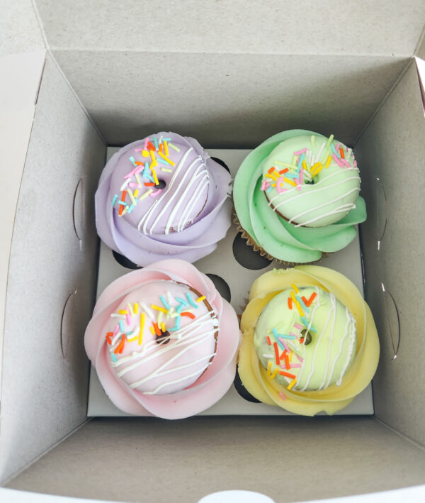 Box of 4 Pastel Donut Cupcakes