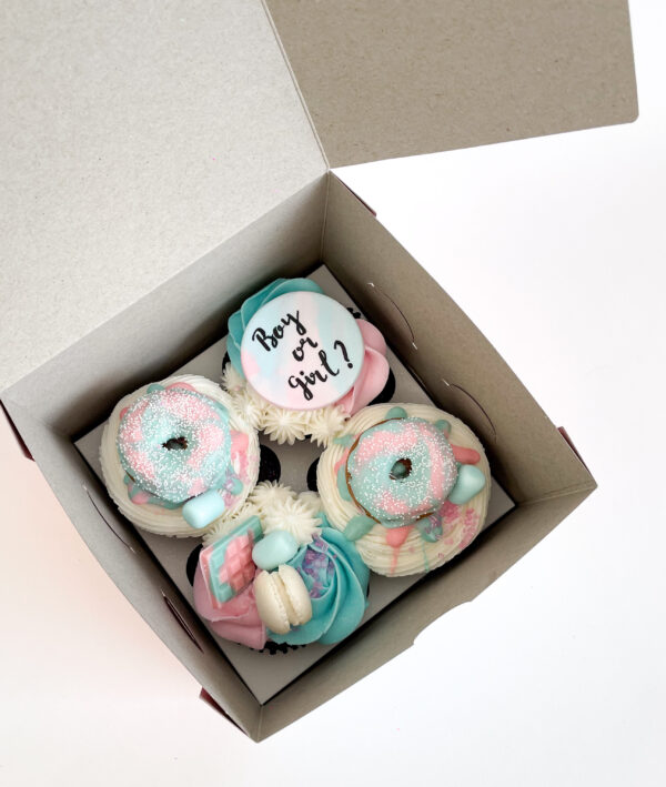 Box of 4 Gender Reveal Cupcakes