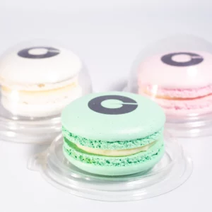 Personalised macarons in a box created by OhMyCake for corporate.